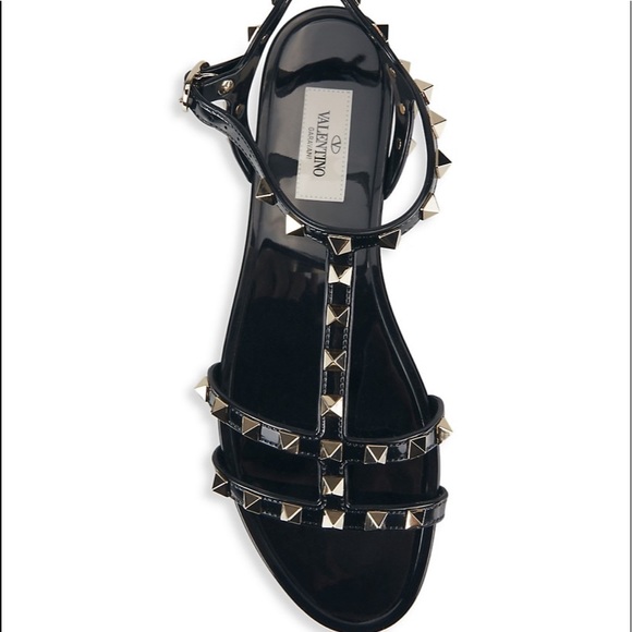 Valentino Garavani Shoes - Valentino Rockstud Jelly T-Strap Sandals Black PVC Women's Size 36